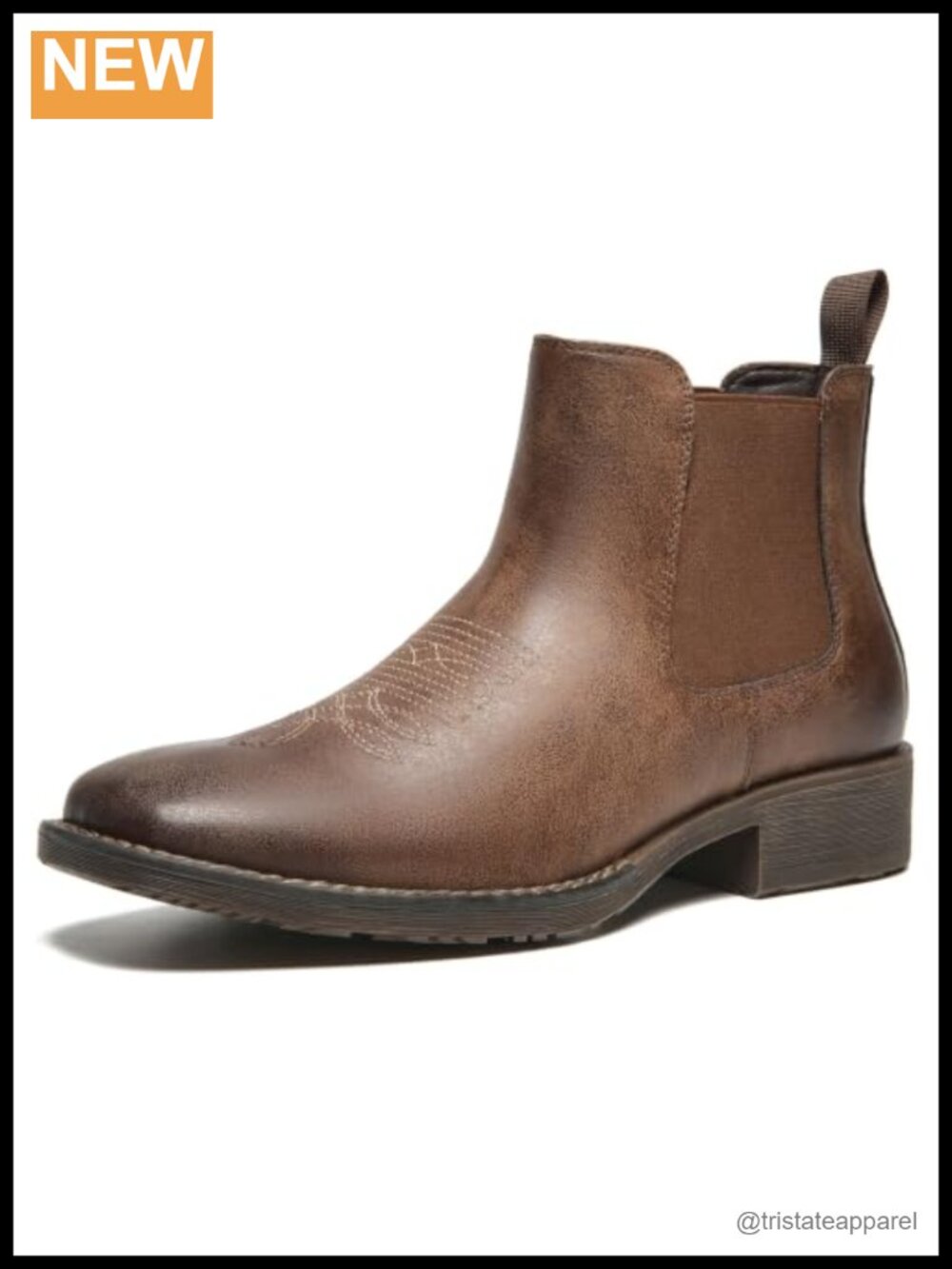 Men's Faux Leather Square Toe Slip-On Chelsea Western Boots
